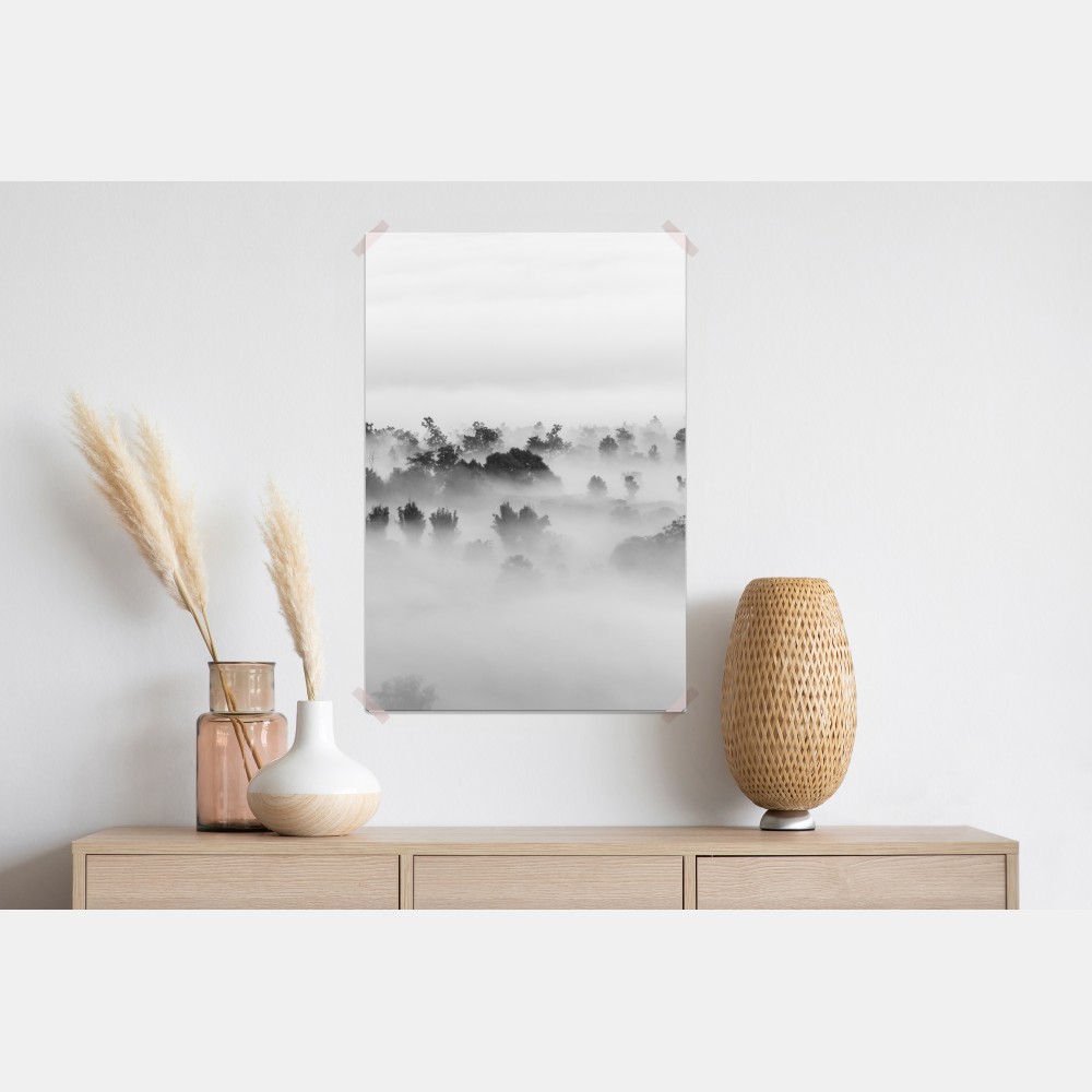 Poster nebliger wald in monochrom – Wallnifity® Poster nebliger wald in monochrom – Wallnifity®