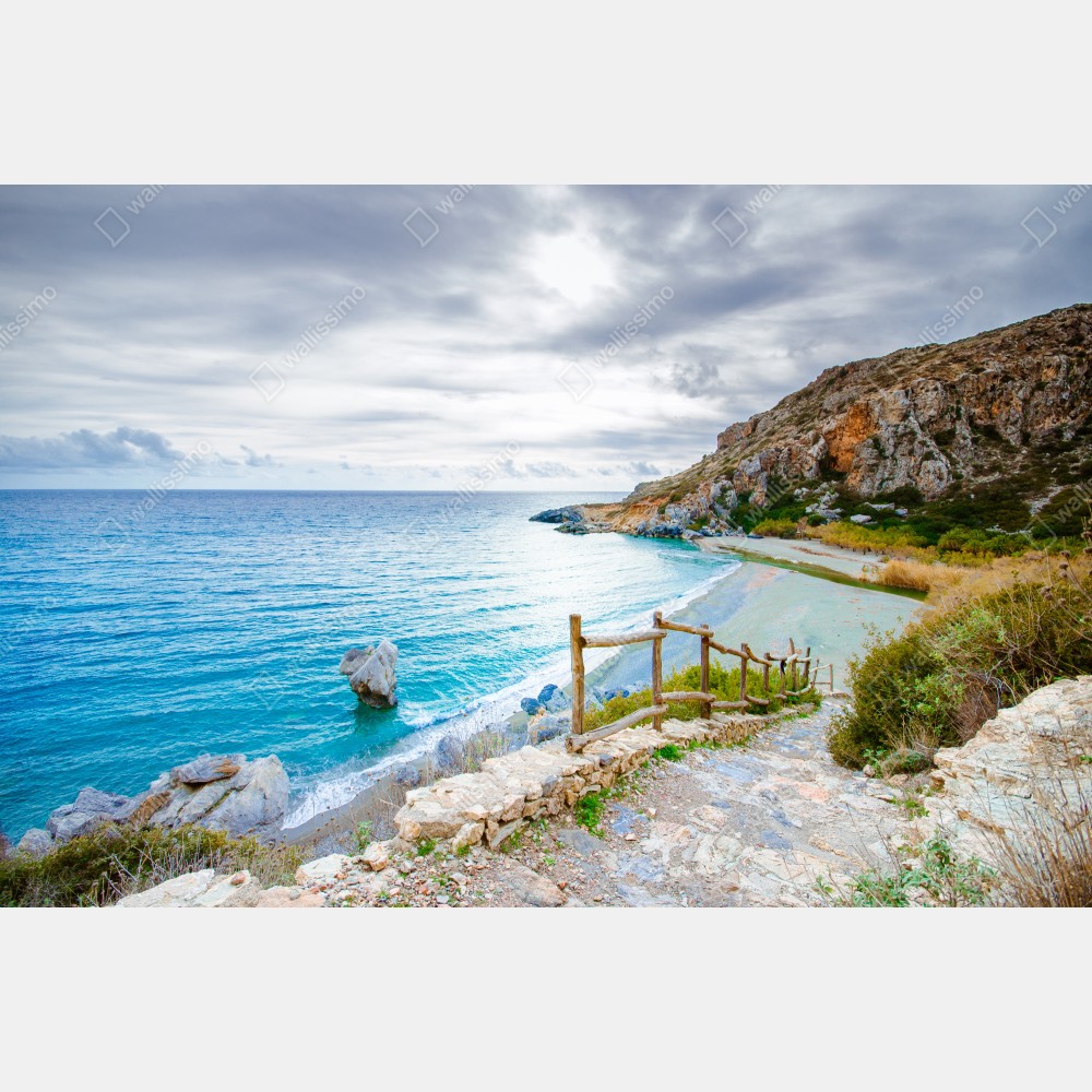 Poster ruhige türkisfarbene bucht mit küstenpfad – Wallnifity® Poster ruhige türkisfarbene bucht mit küstenpfad – Wallnifity®