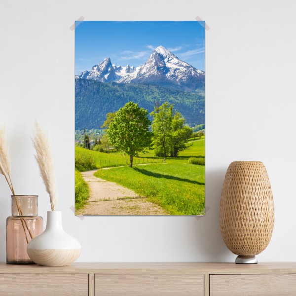 Poster ruhige alpenwiese mit berggipfeln – Wallnifity® Poster ruhige alpenwiese mit berggipfeln – Wallnifity®