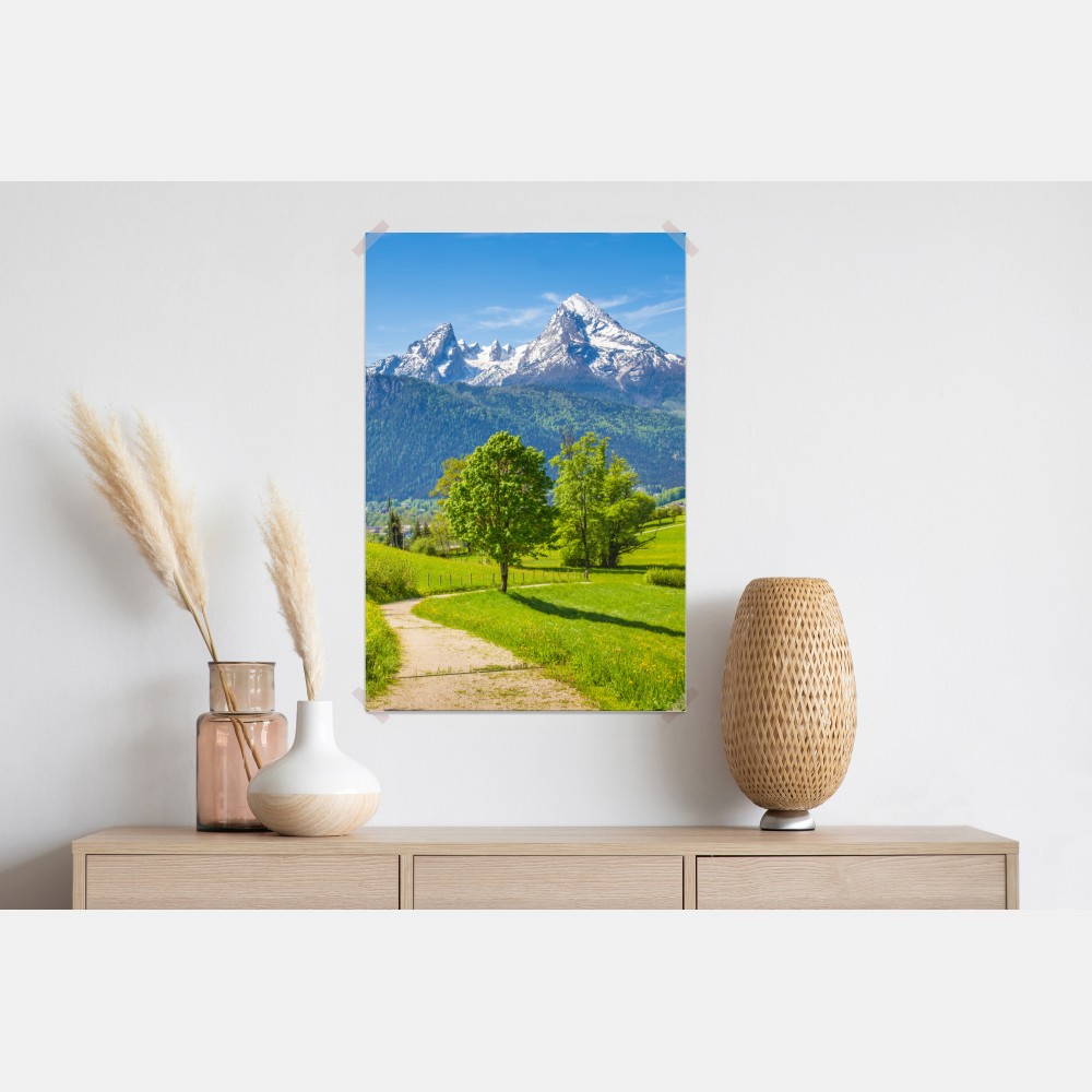 Poster ruhige alpenwiese mit berggipfeln – Wallnifity® Poster ruhige alpenwiese mit berggipfeln – Wallnifity®