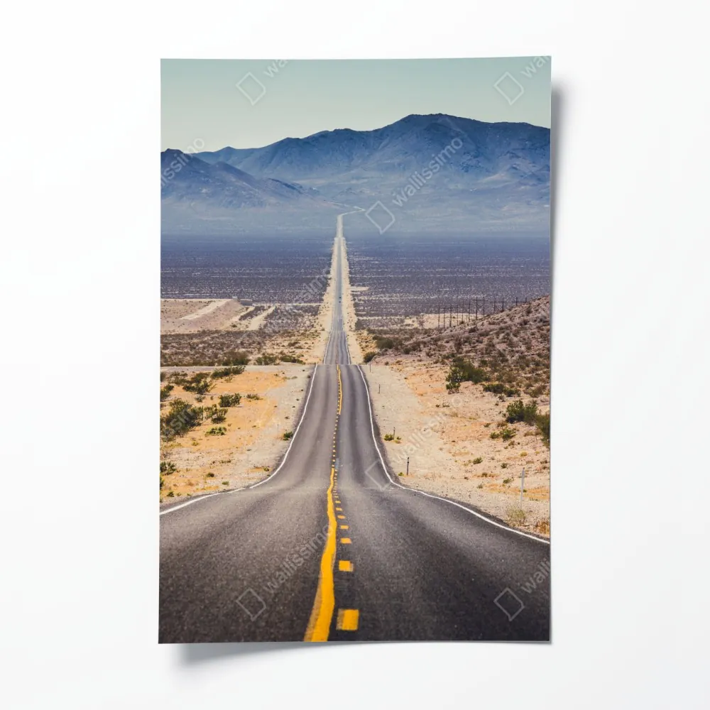 Poster endlose wüstenstraße in die berge – Wallnifity®