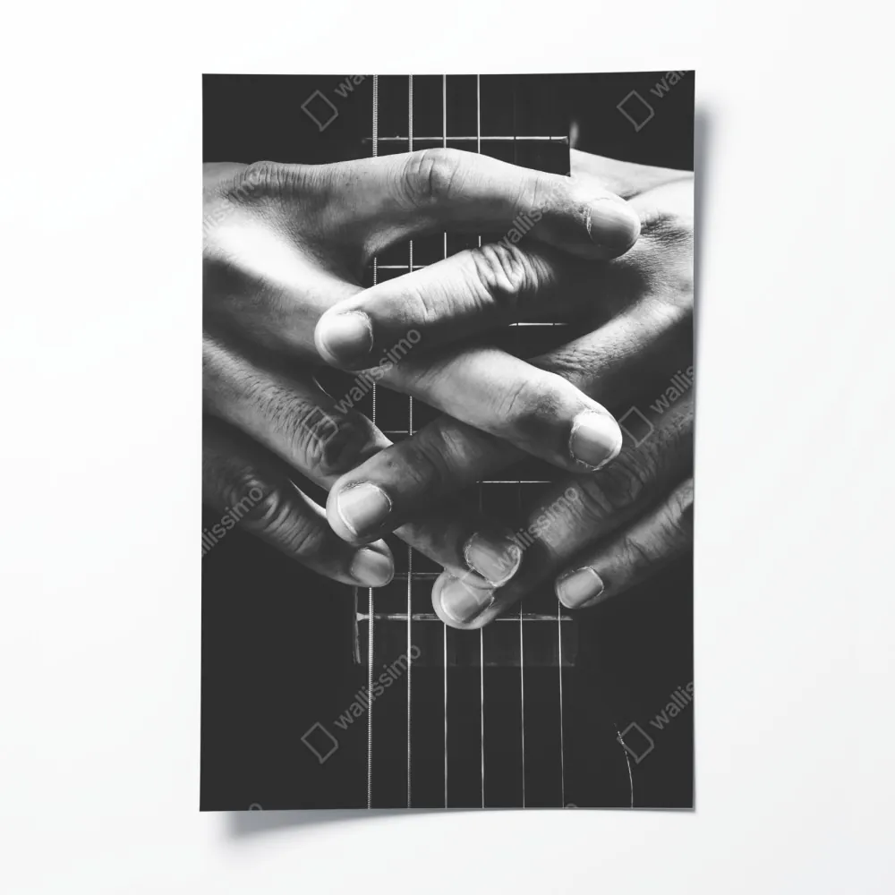Poster verschränkte hände auf gitarrensaiten – Wallnifity® Poster verschränkte hände auf gitarrensaiten – Wallnifity®