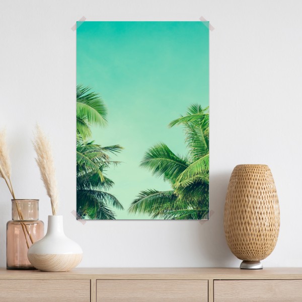 Poster tropisches palmendach unter türkisfarbenem himmel – Wallnifity® Poster tropisches palmendach unter türkisfarbenem himmel – Wallnifity®