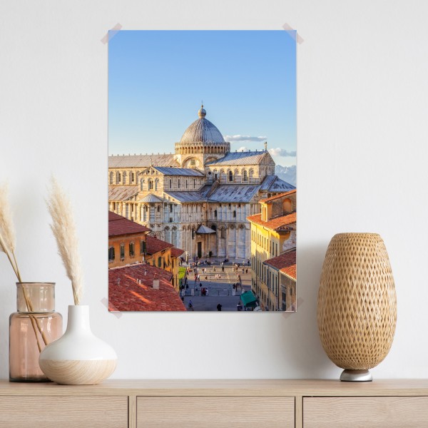 Poster sonnenbeschienener blick auf den dom von Pisa und den schiefen turm – Wallnifity® Poster sonnenbeschienener blick auf den dom von Pisa und den schiefen turm – Wallnifity®