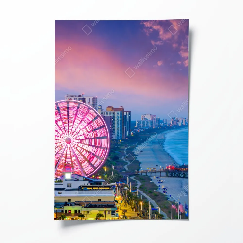 Poster Myrtle Beach sonnenuntergang skyline mit riesenrad – Wallnifity® Poster Myrtle Beach sonnenuntergang skyline mit riesenrad – Wallnifity®