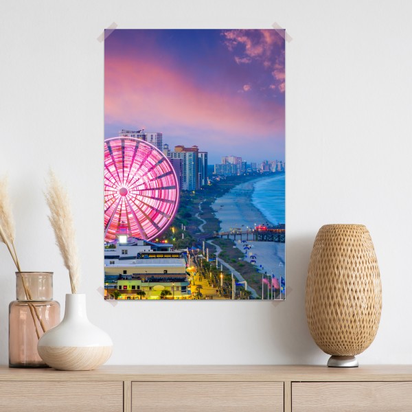 Poster Myrtle Beach sonnenuntergang skyline mit riesenrad – Wallnifity® Poster Myrtle Beach sonnenuntergang skyline mit riesenrad – Wallnifity®