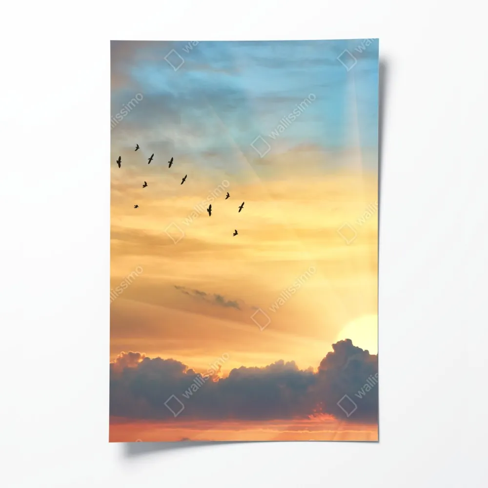 Poster goldener sonnenaufgang über den wolken – Wallnifity® Poster goldener sonnenaufgang über den wolken – Wallnifity®