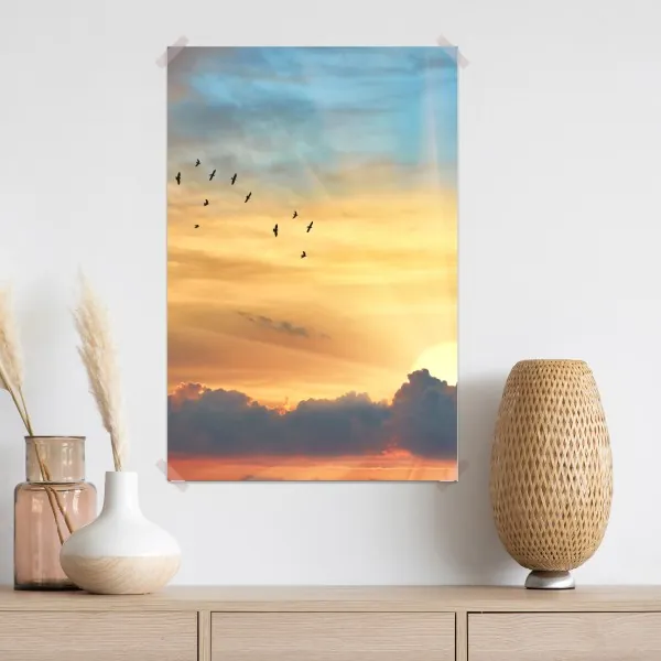 Poster goldener sonnenaufgang über den wolken – Wallnifity® Poster goldener sonnenaufgang über den wolken – Wallnifity®