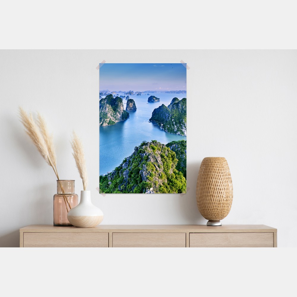 Poster Halong-Bucht panorama der kalksteininseln – Wallnifity® Poster Halong-Bucht panorama der kalksteininseln – Wallnifity®