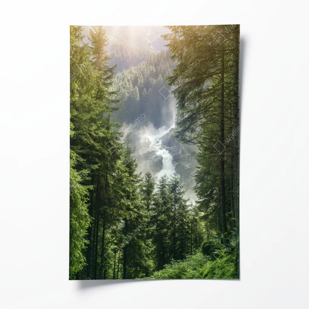 Poster Krimml wasserfall im üppigen alpinen wald – Wallnifity® Poster Krimml wasserfall im üppigen alpinen wald – Wallnifity®