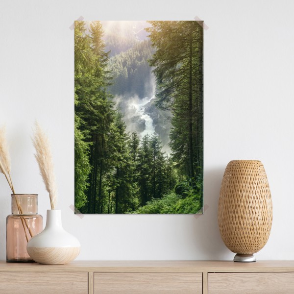 Poster Krimml wasserfall im üppigen alpinen wald – Wallnifity® Poster Krimml wasserfall im üppigen alpinen wald – Wallnifity®