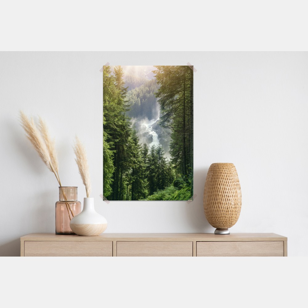 Poster Krimml wasserfall im üppigen alpinen wald – Wallnifity® Poster Krimml wasserfall im üppigen alpinen wald – Wallnifity®