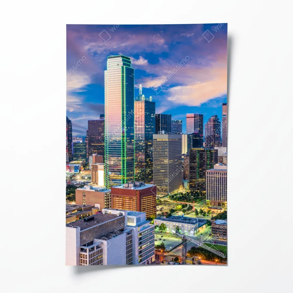 Poster Dallas skyline bei sonnenuntergang – Wallnifity® Poster Dallas skyline bei sonnenuntergang – Wallnifity®