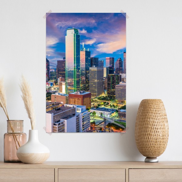 Poster Dallas skyline bei sonnenuntergang – Wallnifity® Poster Dallas skyline bei sonnenuntergang – Wallnifity®