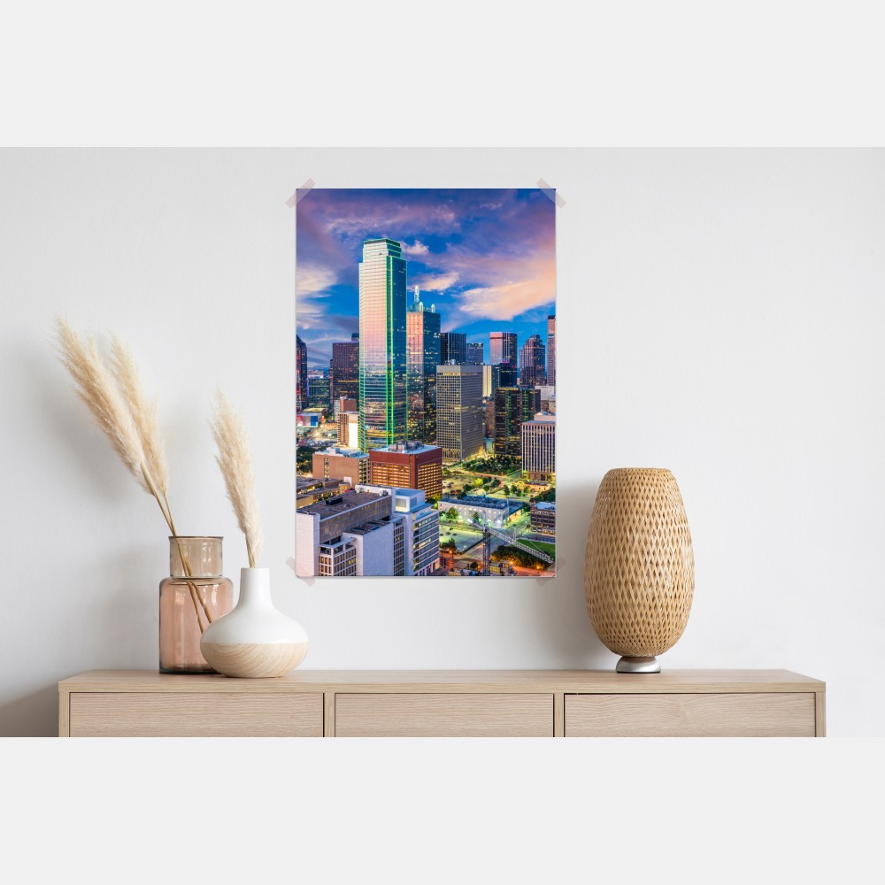 Poster Dallas skyline bei sonnenuntergang – Wallnifity® Poster Dallas skyline bei sonnenuntergang – Wallnifity®