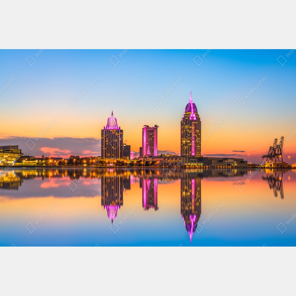 Poster panorama von Mobile bei sonnenuntergang – Wallnifity® Poster panorama von Mobile bei sonnenuntergang – Wallnifity®