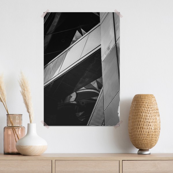 Poster geometrische moderne fassade in schwarzweiß – Wallnifity® Poster geometrische moderne fassade in schwarzweiß – Wallnifity®