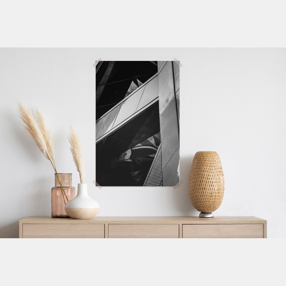 Poster geometrische moderne fassade in schwarzweiß – Wallnifity® Poster geometrische moderne fassade in schwarzweiß – Wallnifity®