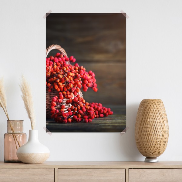 Poster herbstliche vogelbeeren im weidenkorb – Wallnifity® Poster herbstliche vogelbeeren im weidenkorb – Wallnifity®
