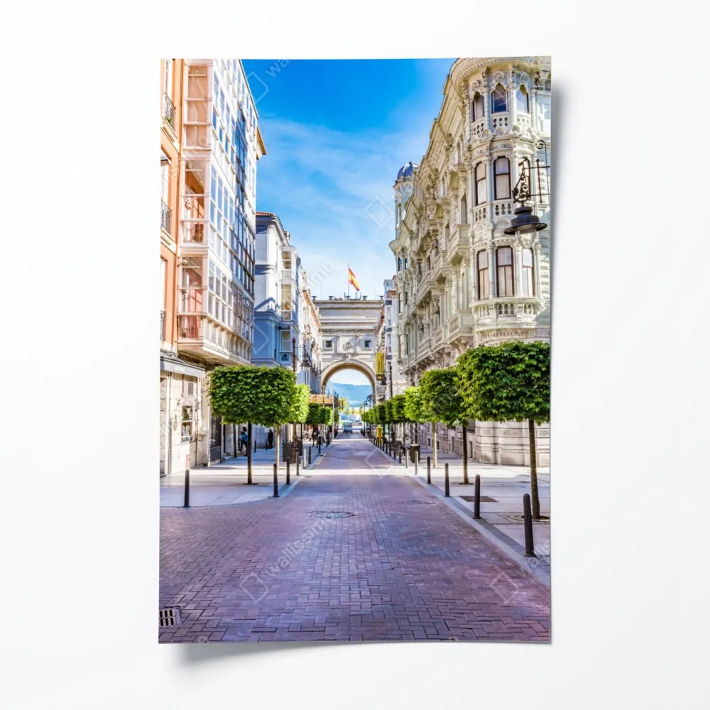 Poster Santander straße im stadtkern mit historischem bogen – Wallnifity® Poster Santander straße im stadtkern mit historischem bogen – Wallnifity®