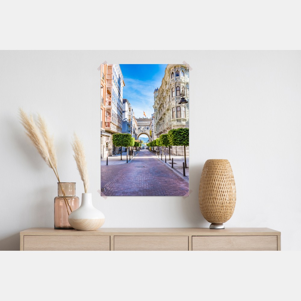 Poster Santander straße im stadtkern mit historischem bogen – Wallnifity® Poster Santander straße im stadtkern mit historischem bogen – Wallnifity®