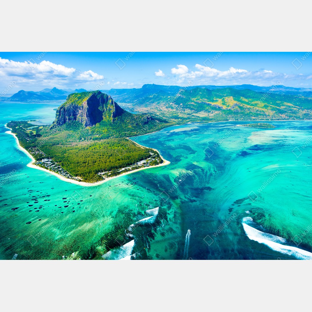 Poster türkisfarbene lagune aus der luft, Mauritius – Wallnifity® Poster türkisfarbene lagune aus der luft, Mauritius – Wallnifity®