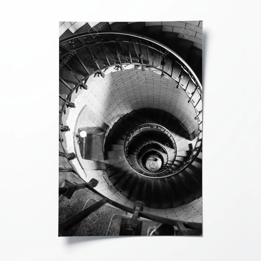 Poster spiraltreppe in monochromer perspektive – Wallnifity® Poster spiraltreppe in monochromer perspektive – Wallnifity®