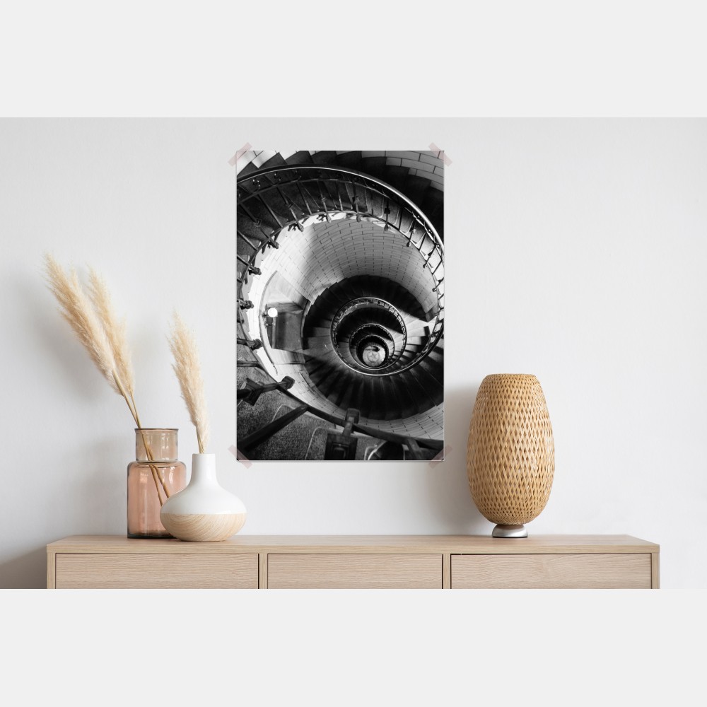 Poster spiraltreppe in monochromer perspektive – Wallnifity® Poster spiraltreppe in monochromer perspektive – Wallnifity®