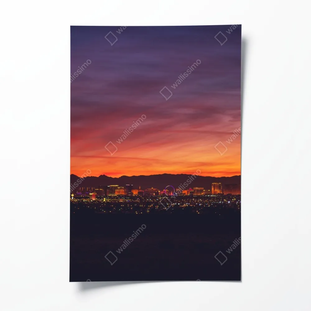 Poster Las Vegas panorama bei dämmerung – Wallnifity® Poster Las Vegas panorama bei dämmerung – Wallnifity®