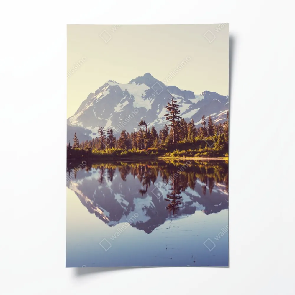 Poster spiegelung von Mount Shuksan im bergsee – Wallnifity® Poster spiegelung von Mount Shuksan im bergsee – Wallnifity®