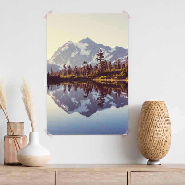 Poster spiegelung von Mount Shuksan im bergsee – Wallnifity® Poster spiegelung von Mount Shuksan im bergsee – Wallnifity®