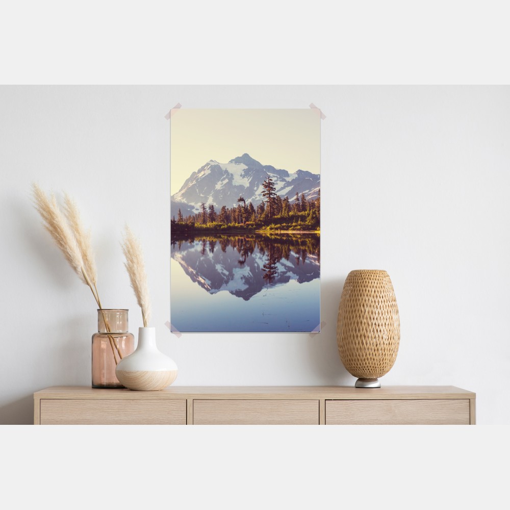 Poster spiegelung von Mount Shuksan im bergsee – Wallnifity® Poster spiegelung von Mount Shuksan im bergsee – Wallnifity®