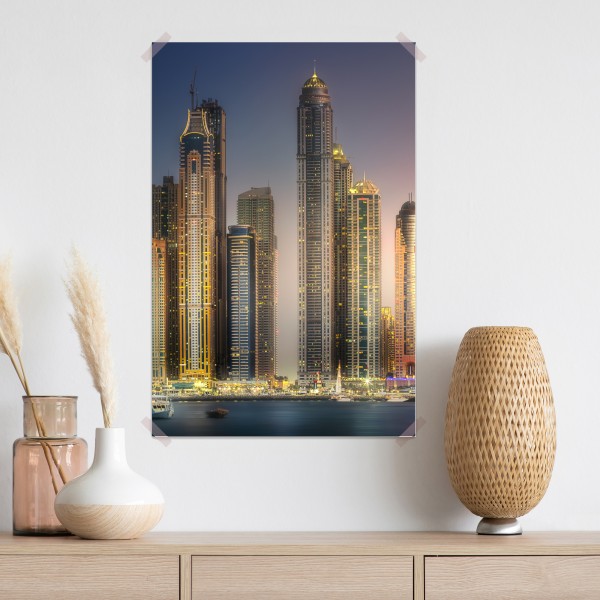 Poster goldene stadtansicht bei dämmerung – Wallnifity® Poster goldene stadtansicht bei dämmerung – Wallnifity®