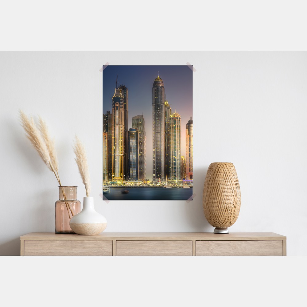 Poster goldene stadtansicht bei dämmerung – Wallnifity® Poster goldene stadtansicht bei dämmerung – Wallnifity®