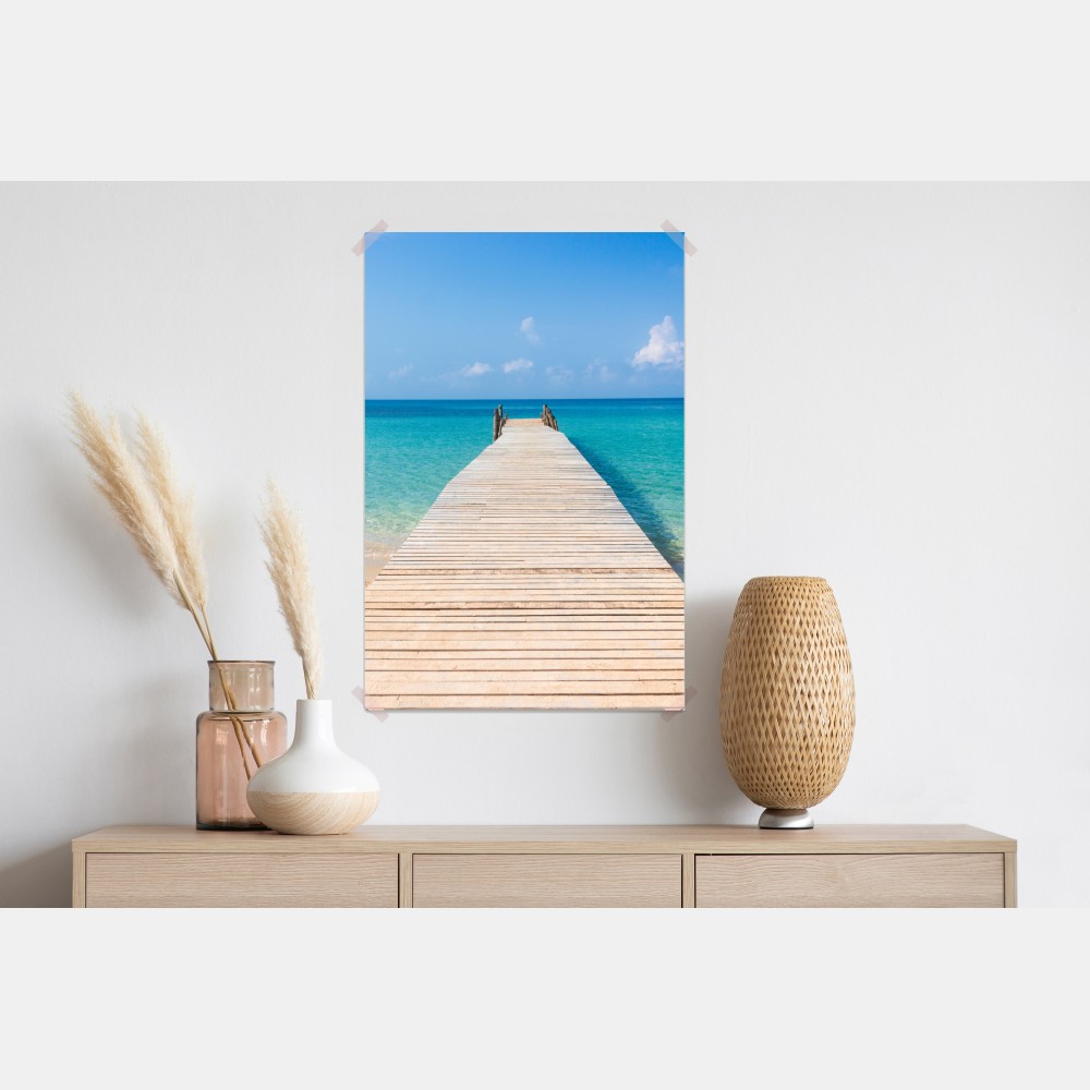 Poster hölzerner steg zum türkisfarbenen meer – Wallnifity® Poster hölzerner steg zum türkisfarbenen meer – Wallnifity®