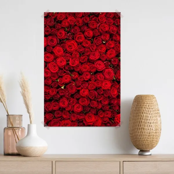 Poster endlose wand aus roten rosen – Wallnifity® Poster endlose wand aus roten rosen – Wallnifity®