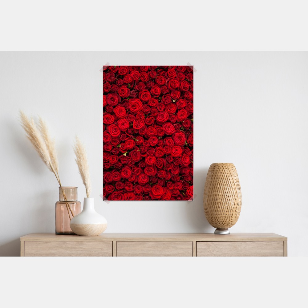 Poster endlose wand aus roten rosen – Wallnifity® Poster endlose wand aus roten rosen – Wallnifity®