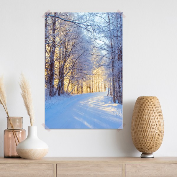 Poster birkenwald im winter bei sonnenaufgang – Wallnifity® Poster birkenwald im winter bei sonnenaufgang – Wallnifity®