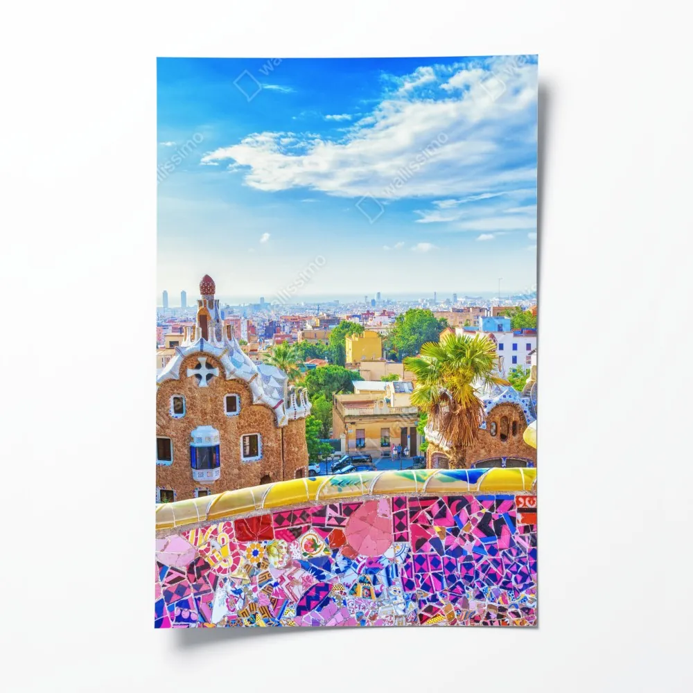 Poster lebendiges Barcelona Park Güell mosaik panorama – Wallnifity® Poster lebendiges Barcelona Park Güell mosaik panorama – Wallnifity®
