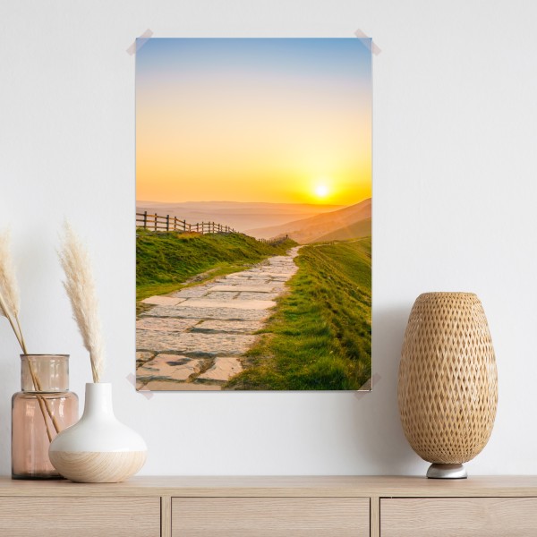 Poster sonnenbeschienener gebirgskamm bei sonnenaufgang – Wallnifity® Poster sonnenbeschienener gebirgskamm bei sonnenaufgang – Wallnifity®
