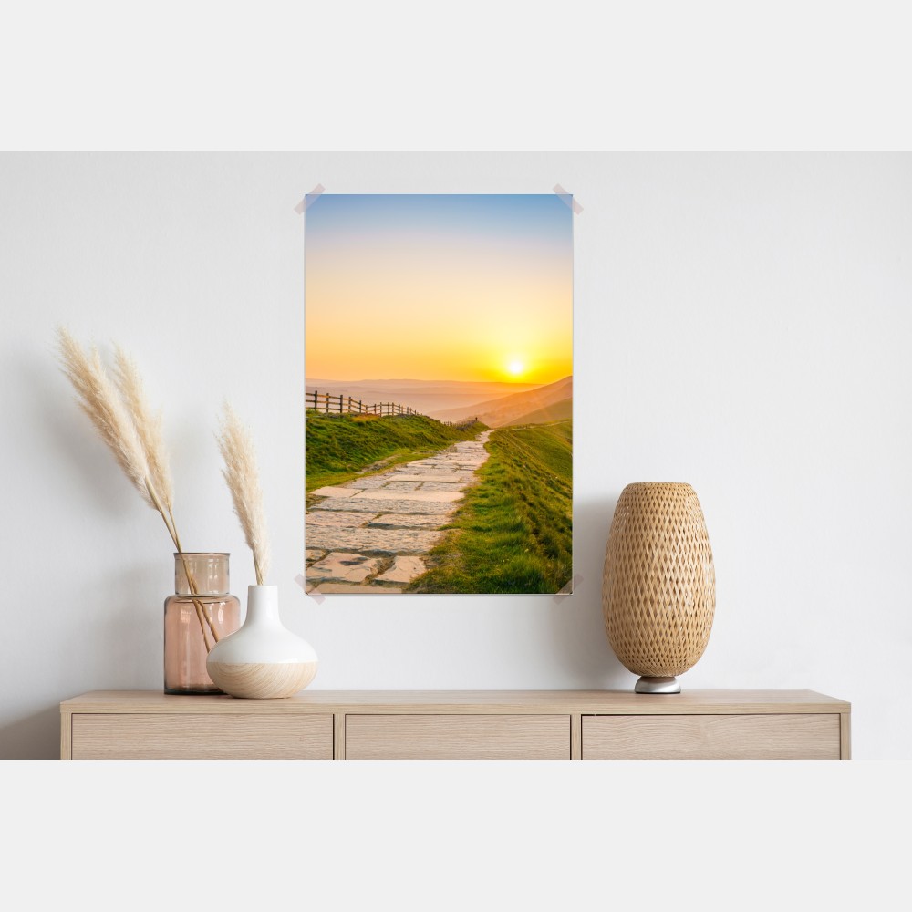 Poster sonnenbeschienener gebirgskamm bei sonnenaufgang – Wallnifity® Poster sonnenbeschienener gebirgskamm bei sonnenaufgang – Wallnifity®