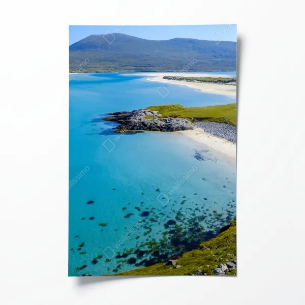 Poster sonnenuntergang am strand von Mahe, Seychellen – Wallnifity®