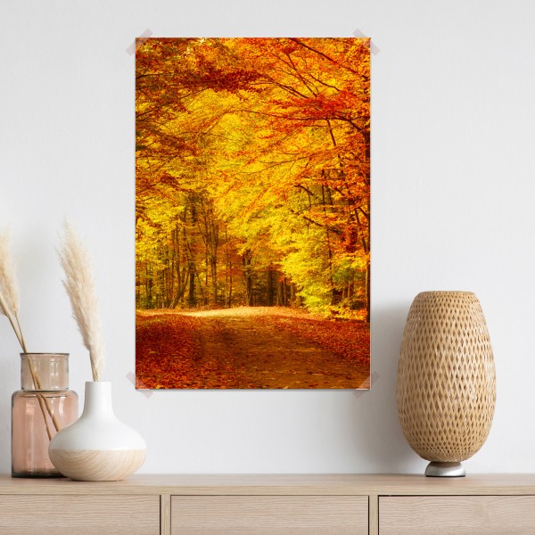 Poster goldener herbstwaldweg – Wallnifity® Poster goldener herbstwaldweg – Wallnifity®