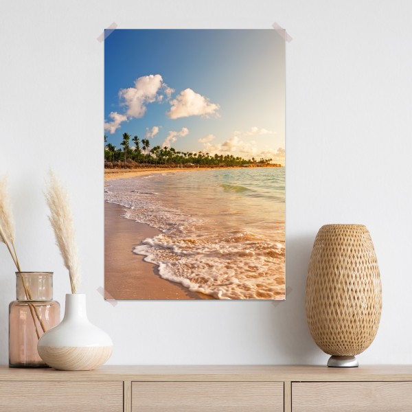 Poster tropischer sonnenuntergang am strand mit palmensilhouetten – Wallnifity® Poster tropischer sonnenuntergang am strand mit palmensilhouetten – Wallnifity®