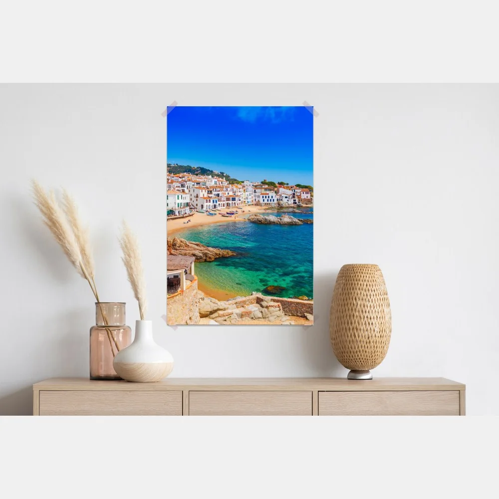Poster sonniges mediterranes küstendorf – Wallnifity® Poster sonniges mediterranes küstendorf – Wallnifity®