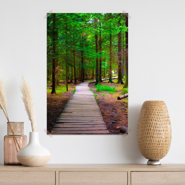 Poster ruhiger waldsteg im grünen – Wallnifity® Poster ruhiger waldsteg im grünen – Wallnifity®