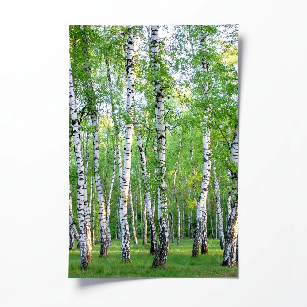 Poster ruhiger birkenhain im sommer – Wallnifity® Poster ruhiger birkenhain im sommer – Wallnifity®