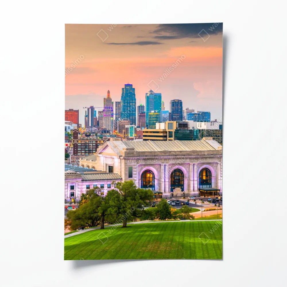 Poster Kansas City skyline bei dämmerung – Wallnifity® Poster Kansas City skyline bei dämmerung – Wallnifity®