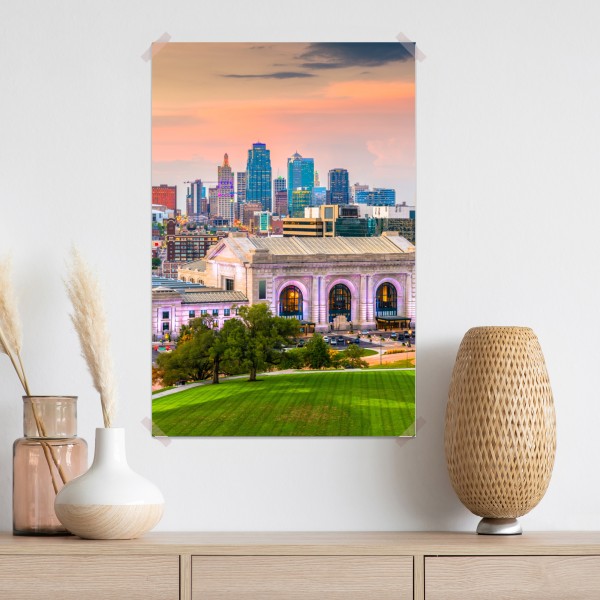 Poster Kansas City skyline bei dämmerung – Wallnifity® Poster Kansas City skyline bei dämmerung – Wallnifity®