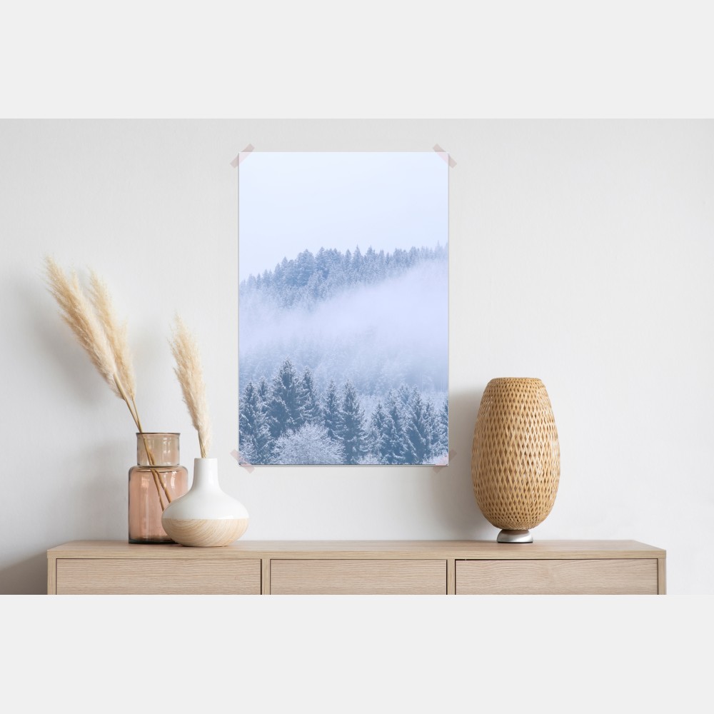 Poster winternebel über nadelwald – Wallnifity®
